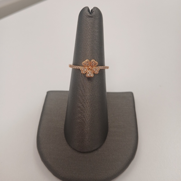 18k Rose Goldplated Flower Ring With Mini Cz Stones Small Size 5.75 Nwot PBJ - Picture 1 of 6